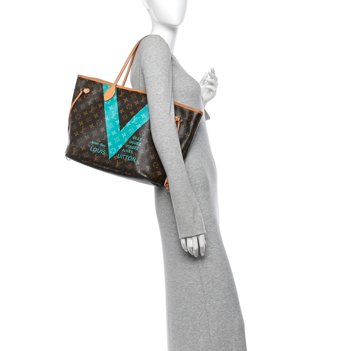 Louis Vuitton Monogram V Neverfull MM Turquoise 3 of 21