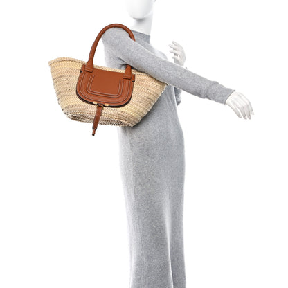 Chloe Raffia Small Grain Calfskin Medium Marcie Basket Tan 2 of 11