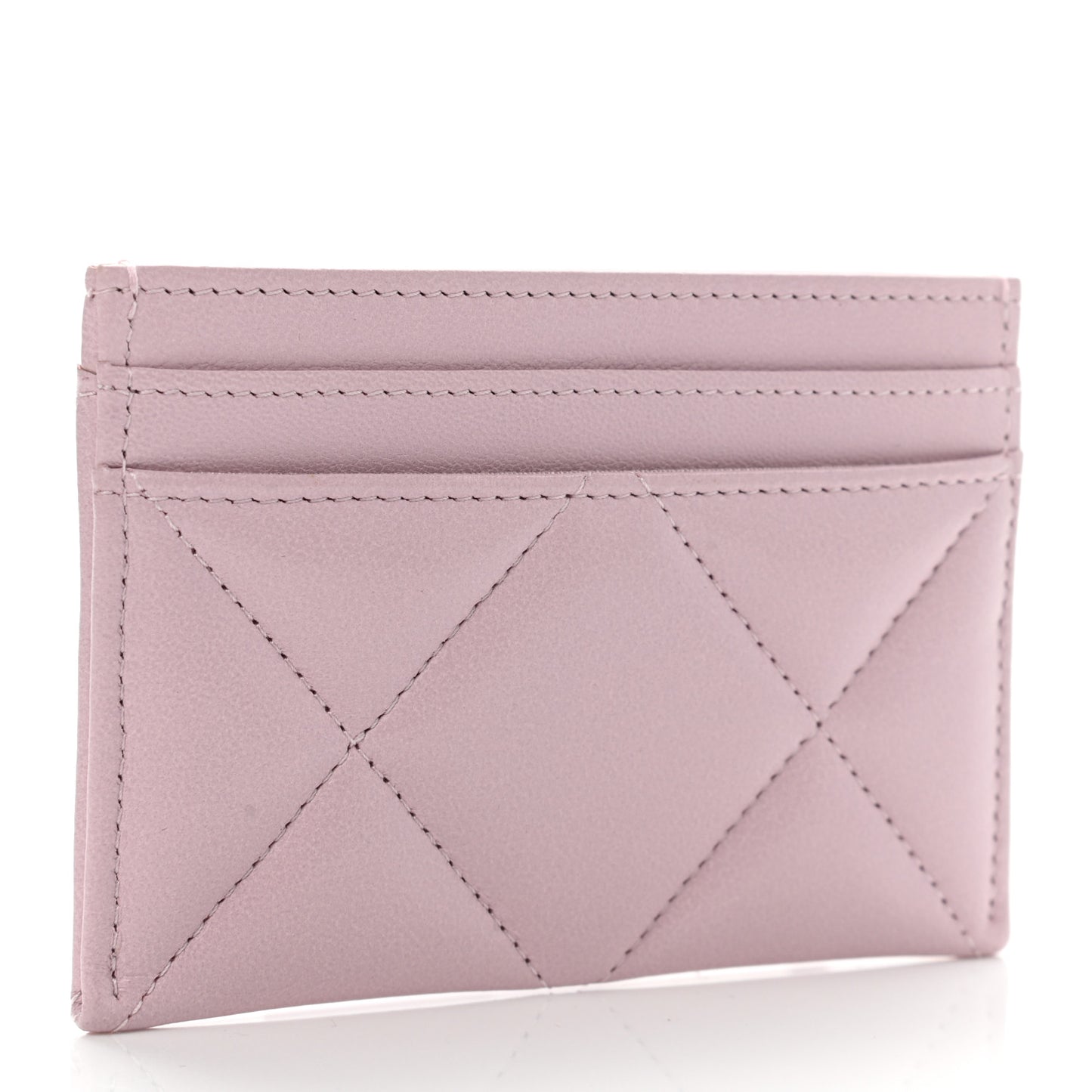 Lambskin Quilted Chanel 19 Card Holder Light Pink