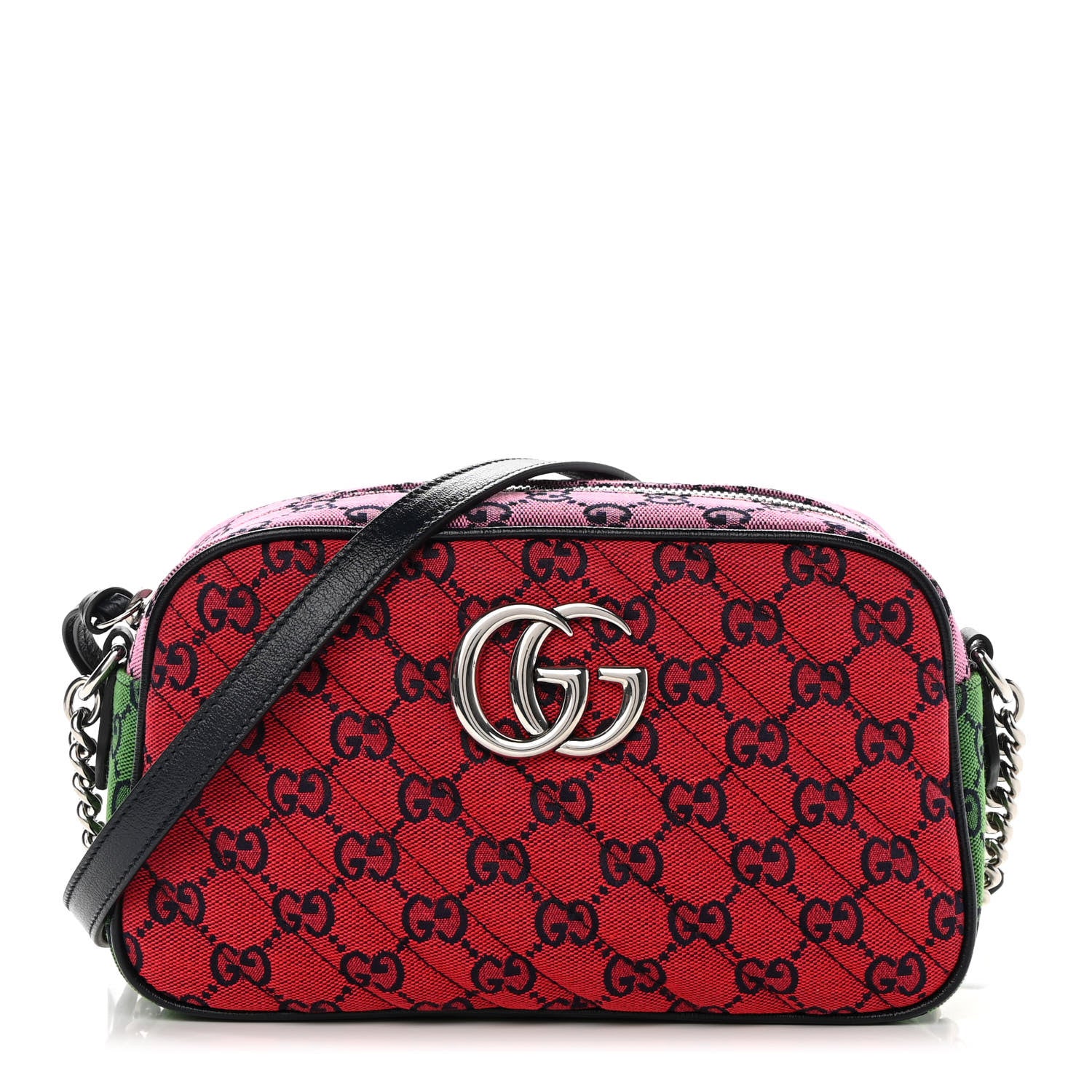 Gucci Monogram Multicolor Matelasse Diagonal Small GG Marmont Chain Shoulder Bag Red Blue Yellow Green Pink 1 of 9