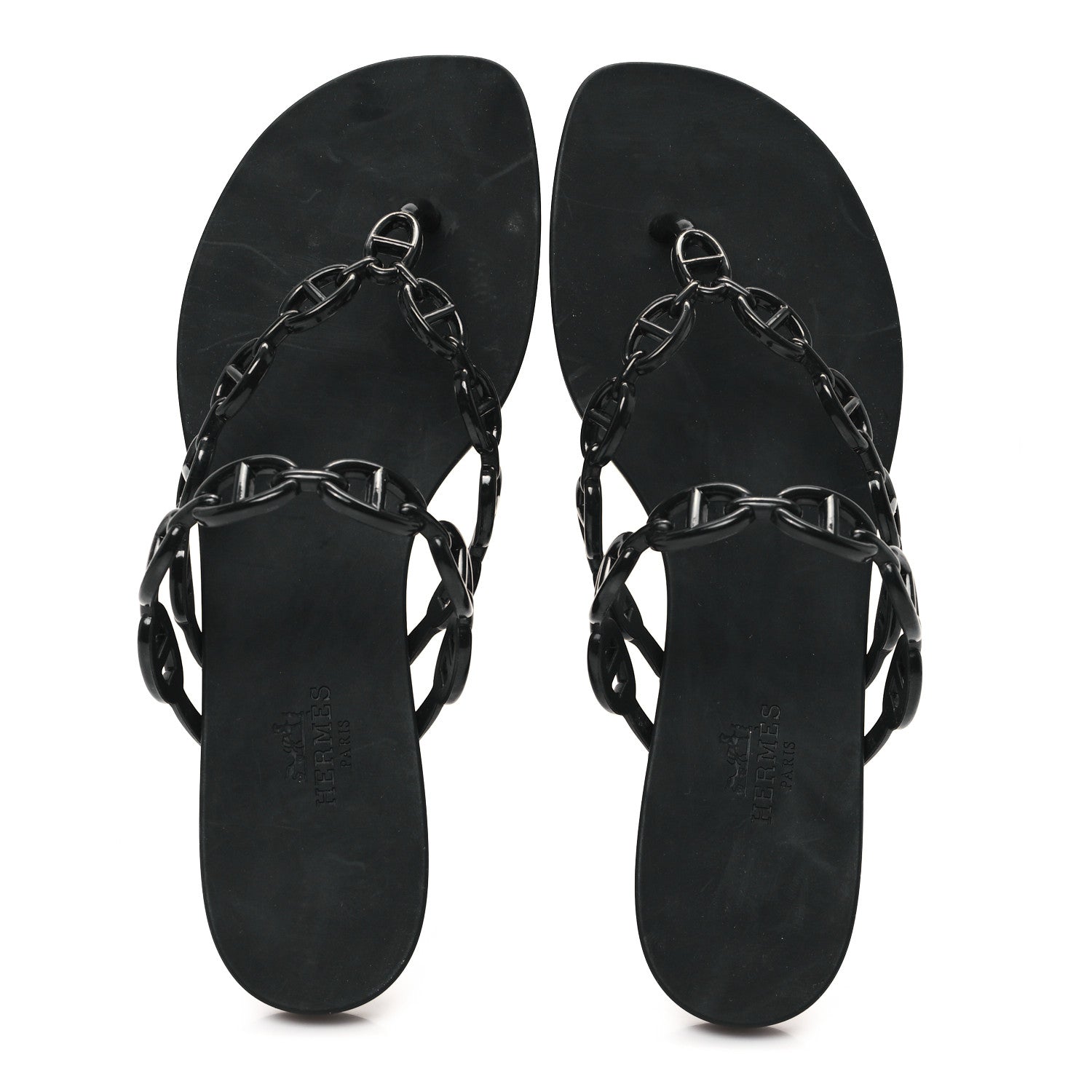 Hermes Rubber Chaine d'Ancre Island Sandals 38 Black 2 of 9