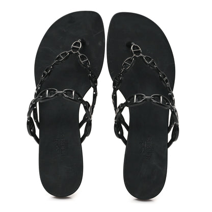 Hermes Rubber Chaine d'Ancre Island Sandals 38 Black 2 of 9