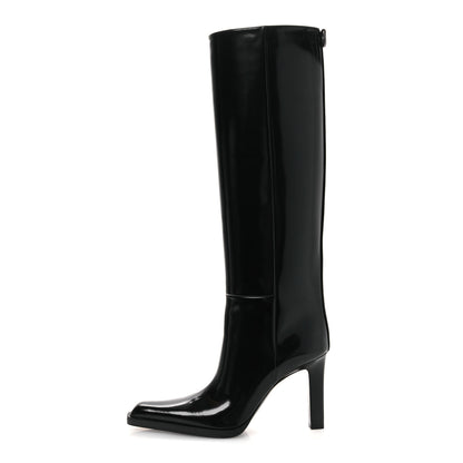 Saint Laurent Vitello Marilyn Nina 95 Knee High Boots 38.5 Black 1 of 11