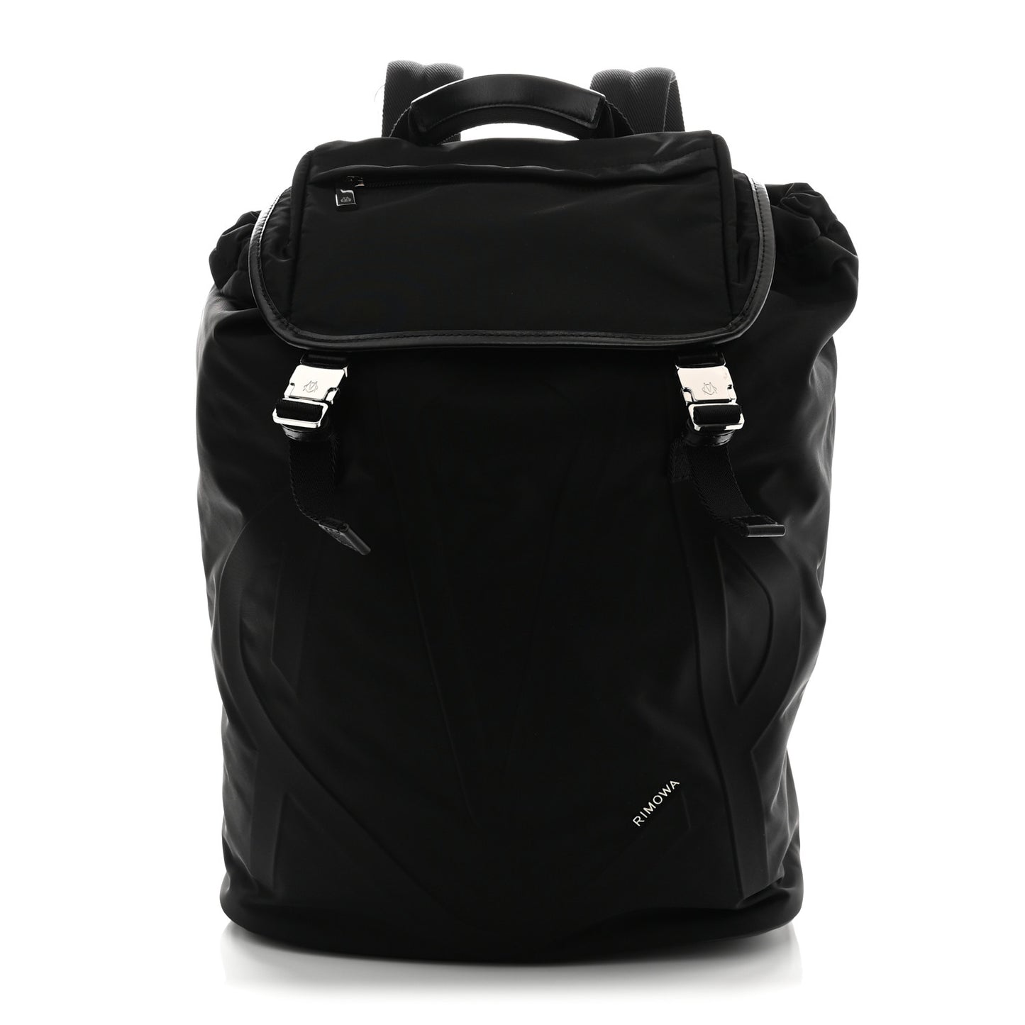 Nylon Calfskin Signature Backpack Black
