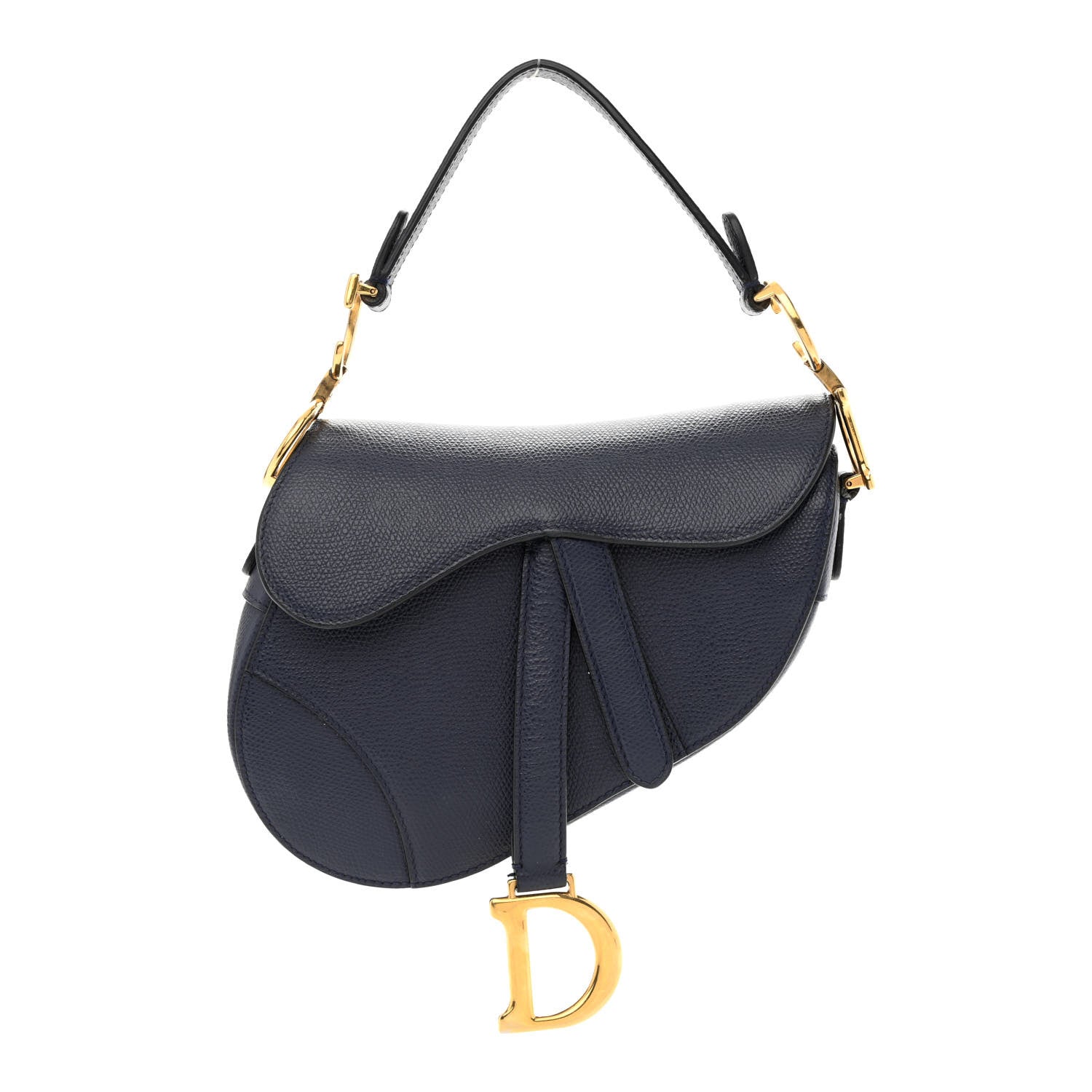 Christian Dior Grained Calfskin Mini Saddle Bag Navy 1 of 16