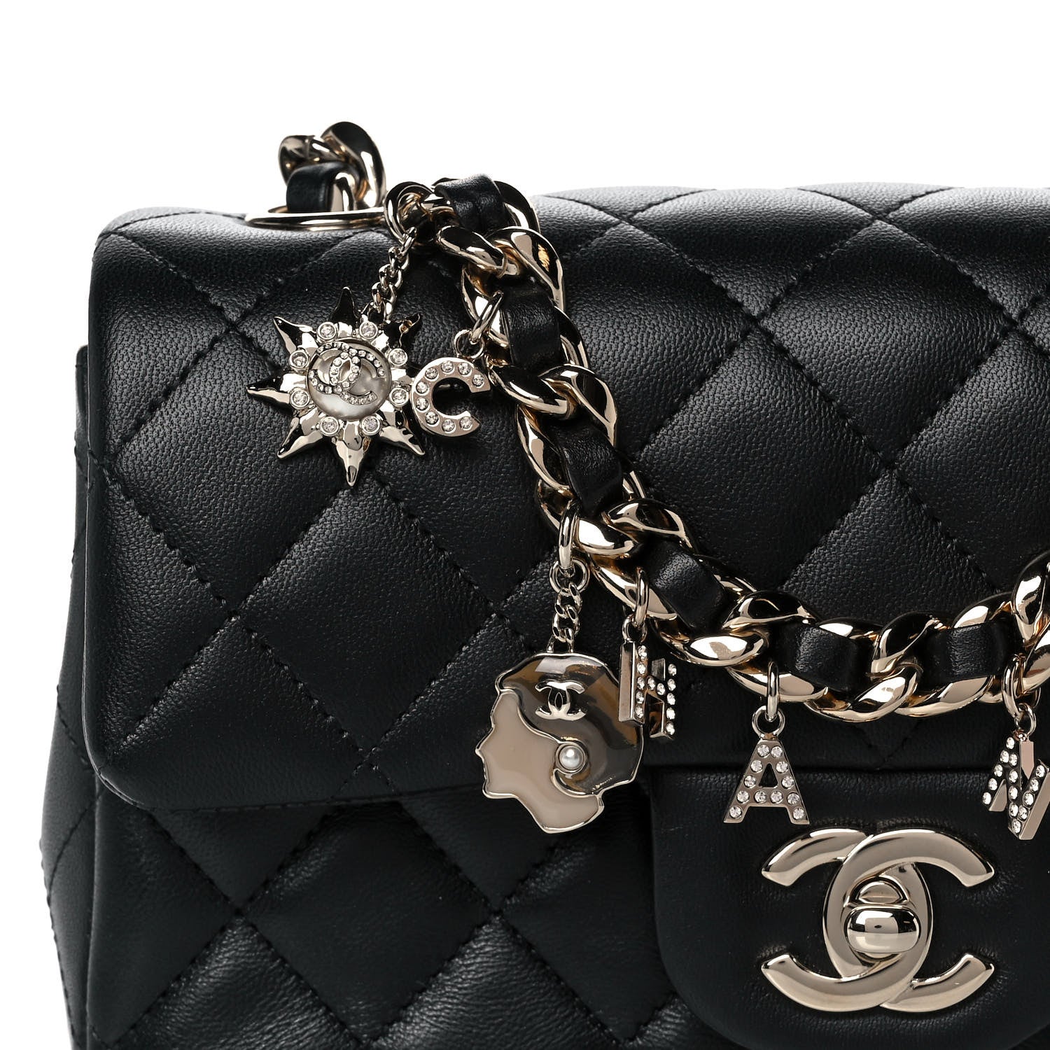 Chanel Lambskin Quilted Mini Coco Charms Rectangular Flap Black 8 of 12