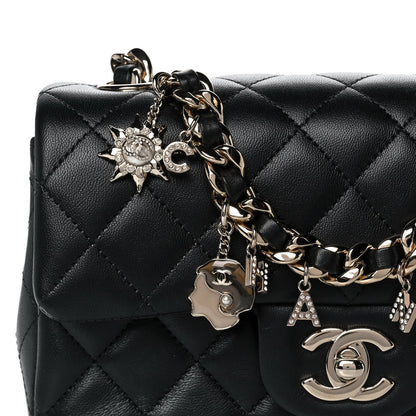 Chanel Lambskin Quilted Mini Coco Charms Rectangular Flap Black 8 of 12