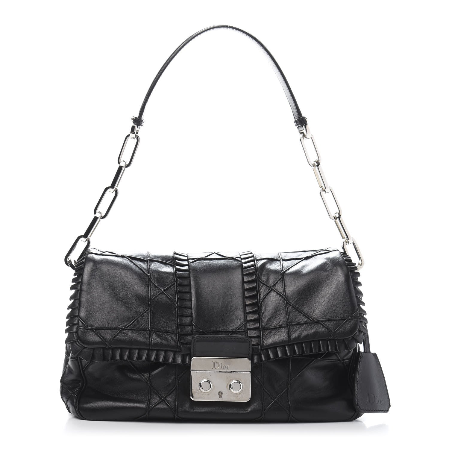 Christian Dior Lambskin Cannage Ruffle New Lock Flap Black 1 of 11