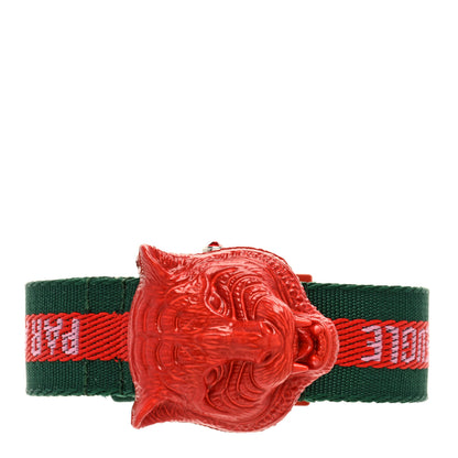 Gucci Stainless Steel Nylon 32mm Le Marche Des Merveilles Tiger Quartz Watch Red 3 of 5