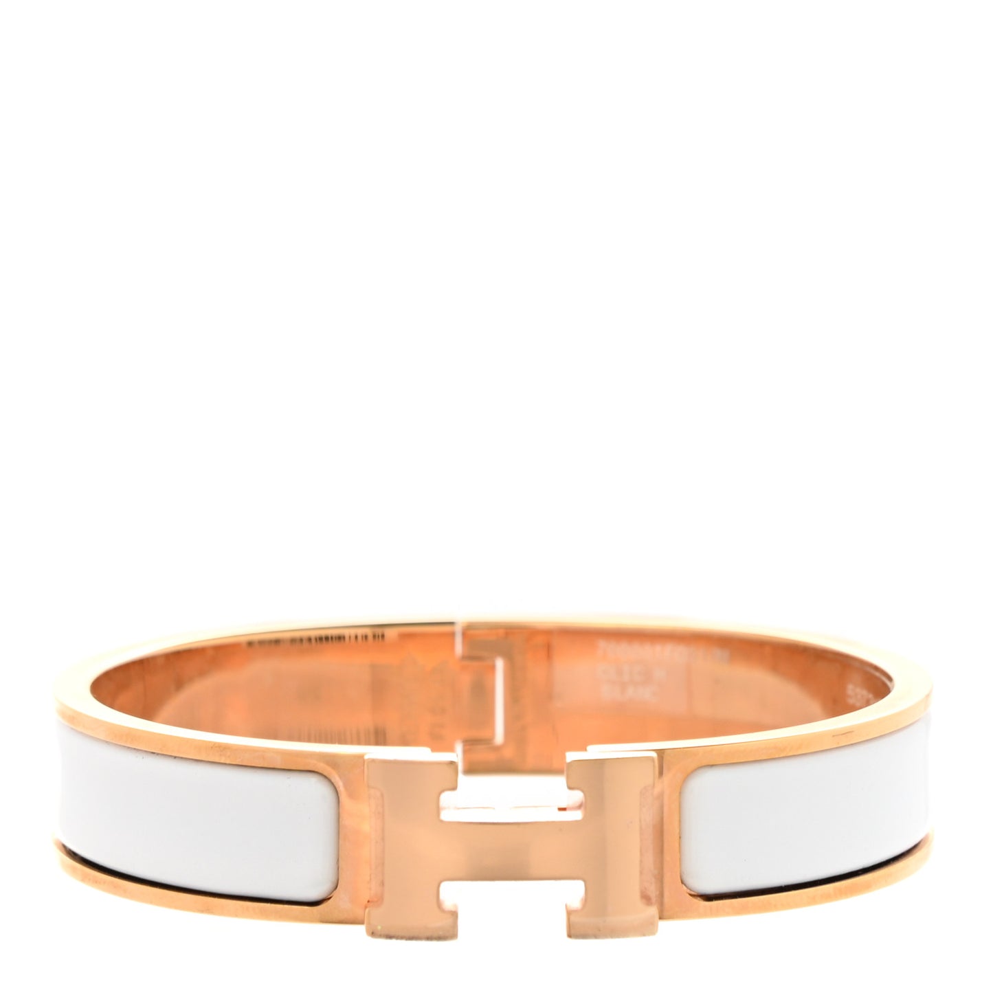 Enamel Narrow Clic Clac H Bracelet PM White