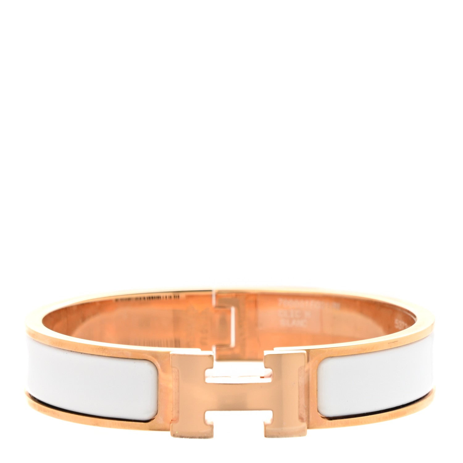 Hermes Enamel Narrow Clic Clac H Bracelet PM White 1 of 4