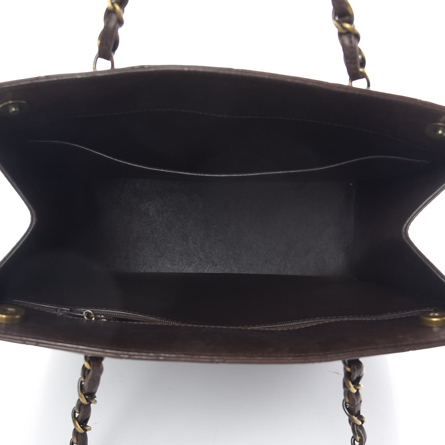 Calfskin Stitched CC Tote Dark Brown