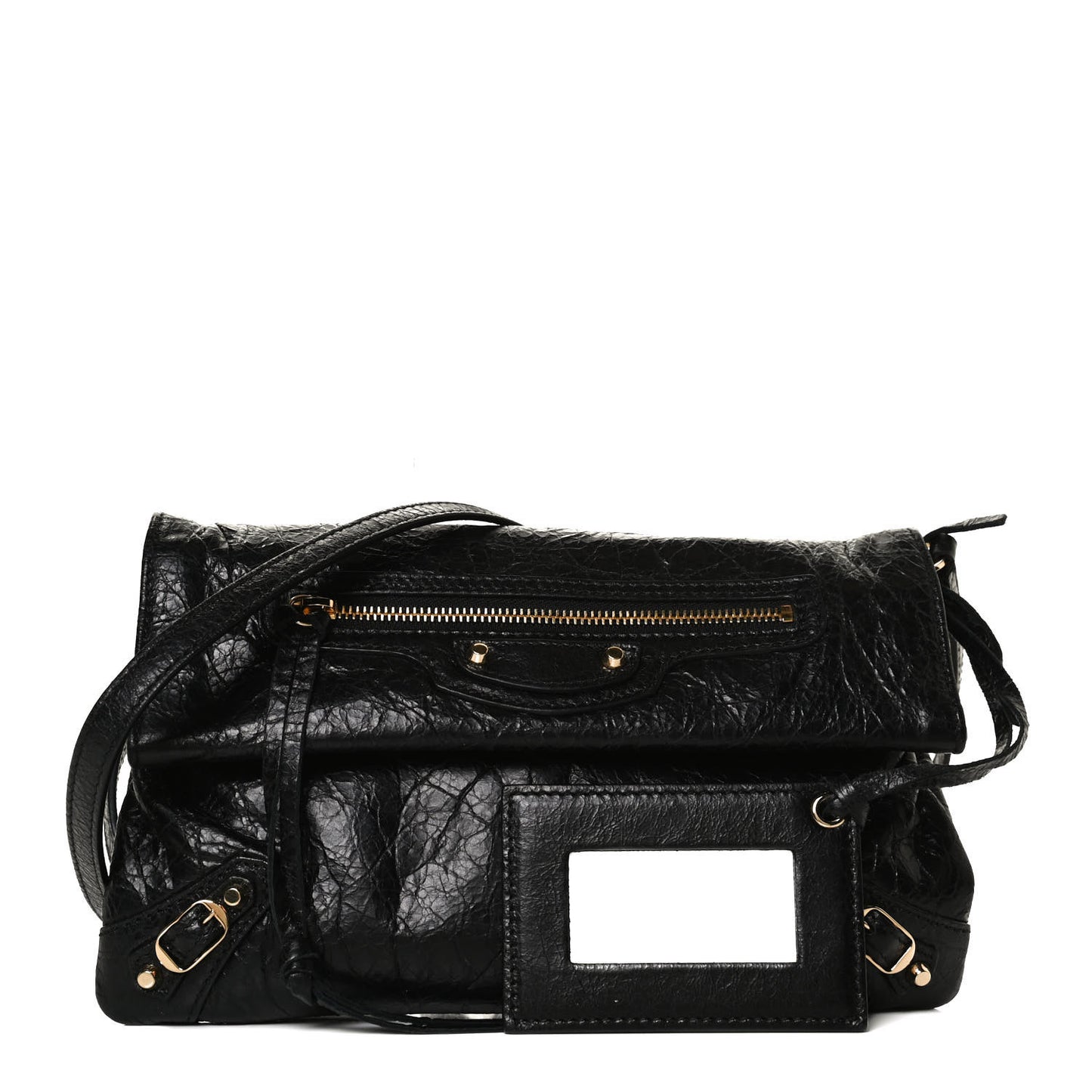 Agneau Classic Gold Hardware Mini Envelope Strap Clutch Black