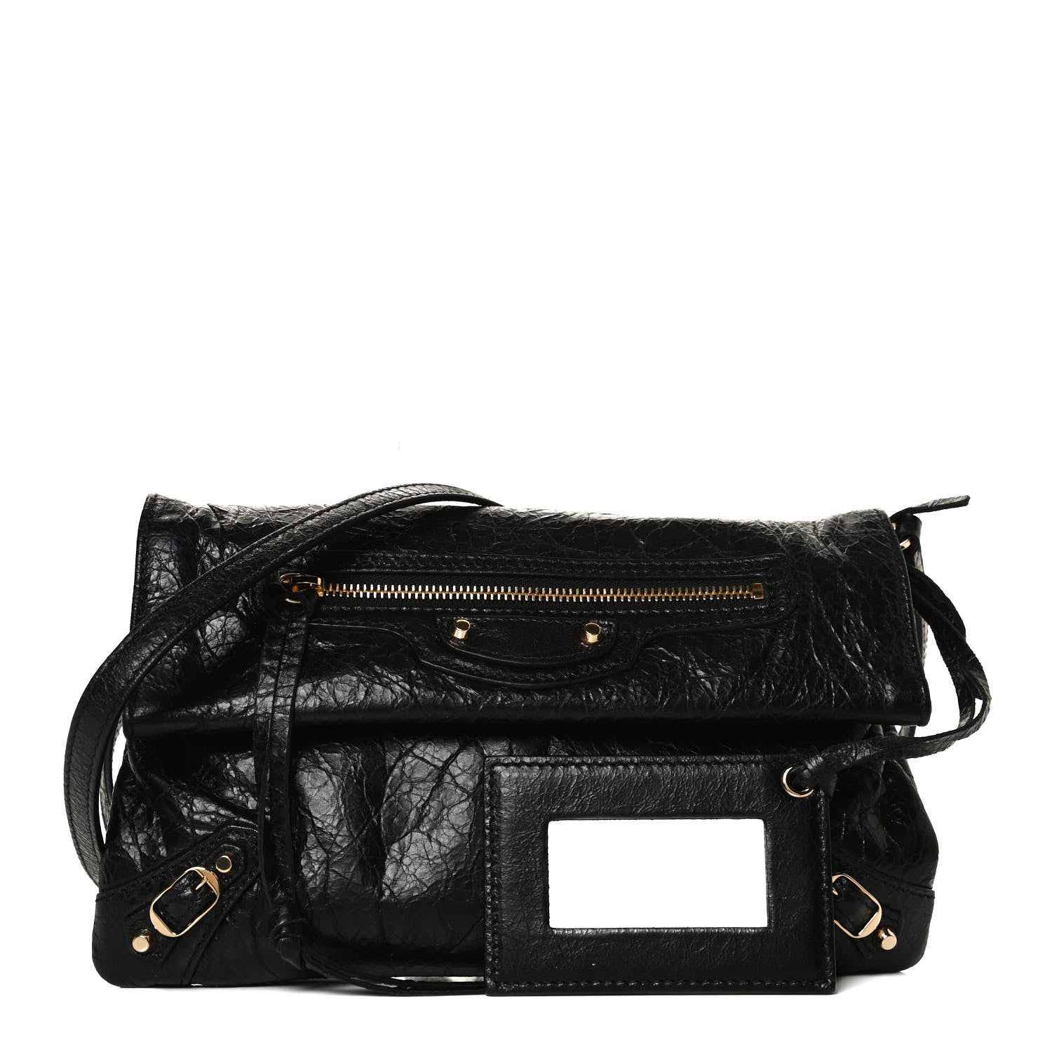 Balenciaga Agneau Classic Gold Hardware Mini Envelope Strap Clutch Black 1 of 12