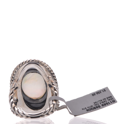 David Yurman Sterling Silver 18K Yellow Gold Moon Quartz Cable Coil Ring 4 of 5