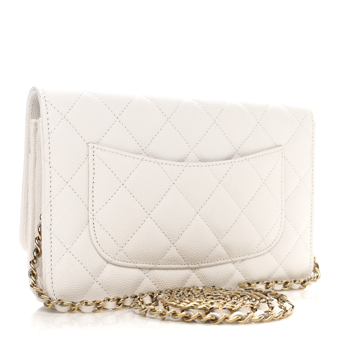 Caviar Quilted Wallet On Chain WOC White