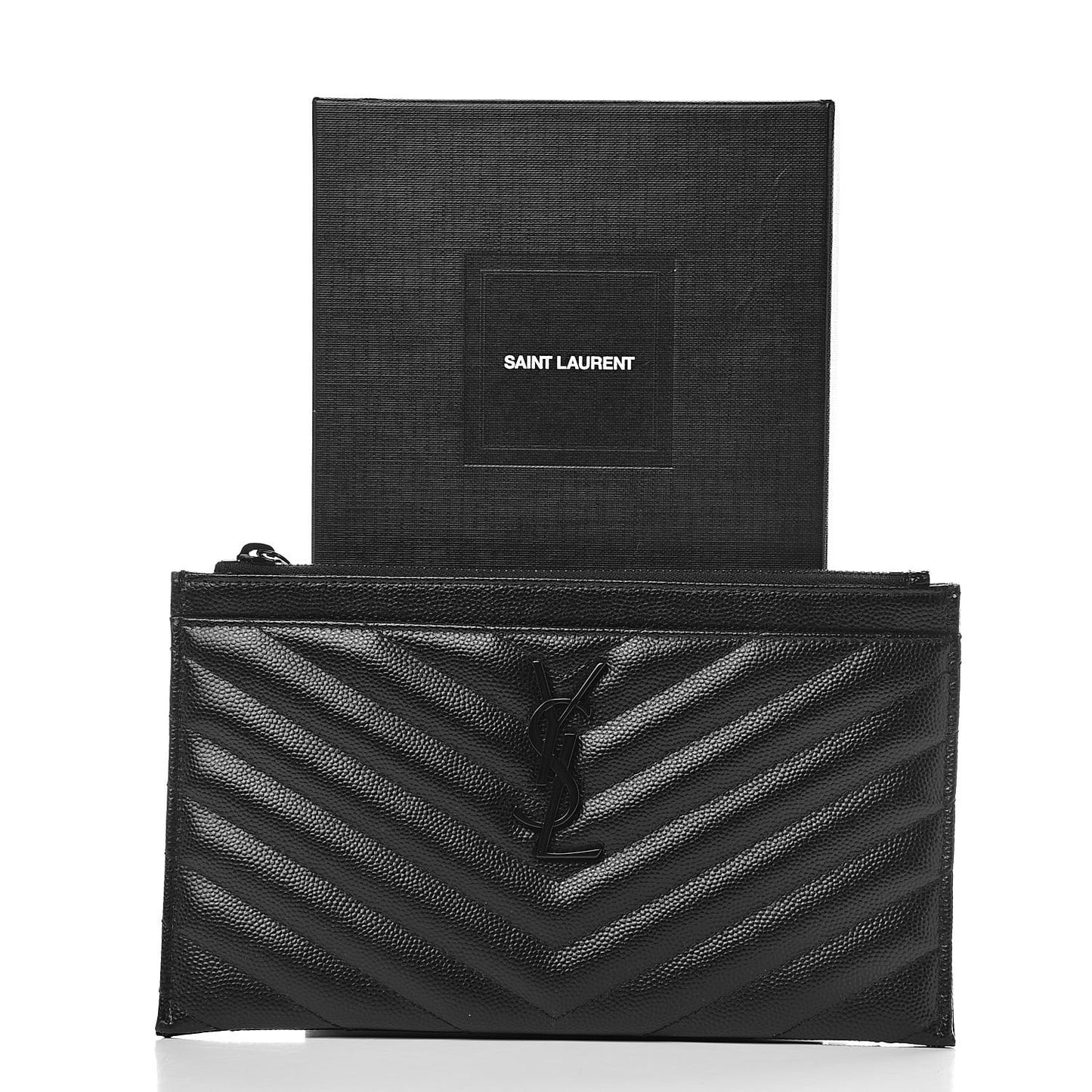 Grain De Poudre Chevron Monogram Bill Pouch Black