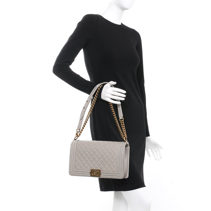 Chanel Caviar Quilted New Medium Boy Flap Light Grey 8 of 18