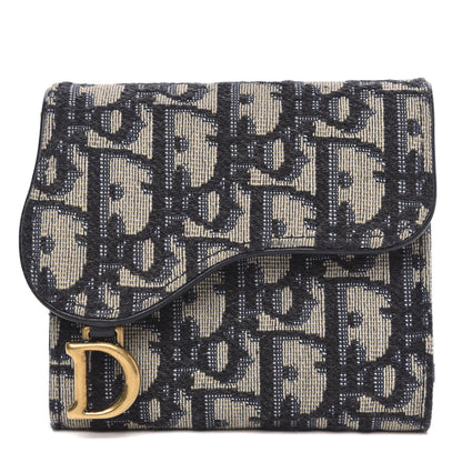 Christian Dior Oblique Saddle Lotus Wallet Blue 1 of 8