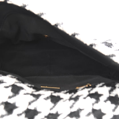 Chanel Tweed Quilted Maxi Chanel 19 Flap Black Ecru White 5 of 10
