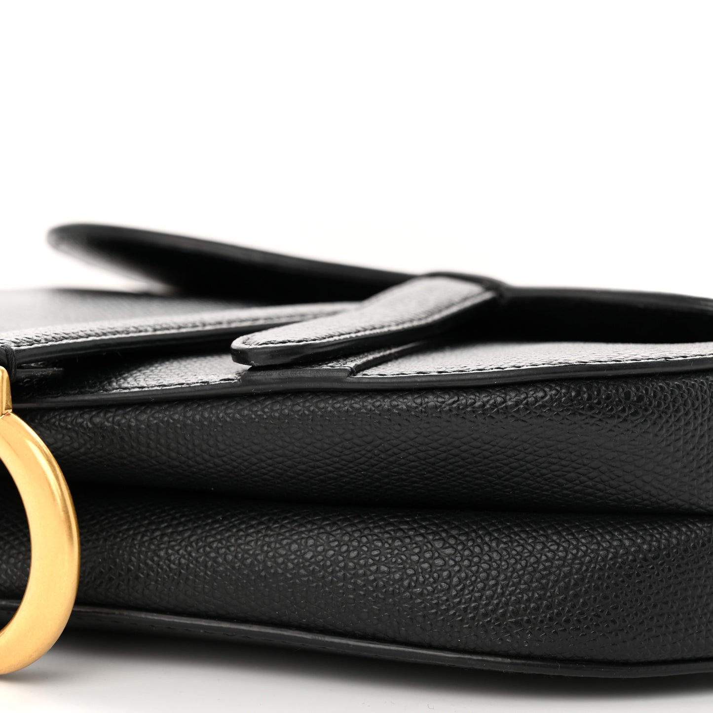 Grained Calfskin Mini Saddle Bag Black