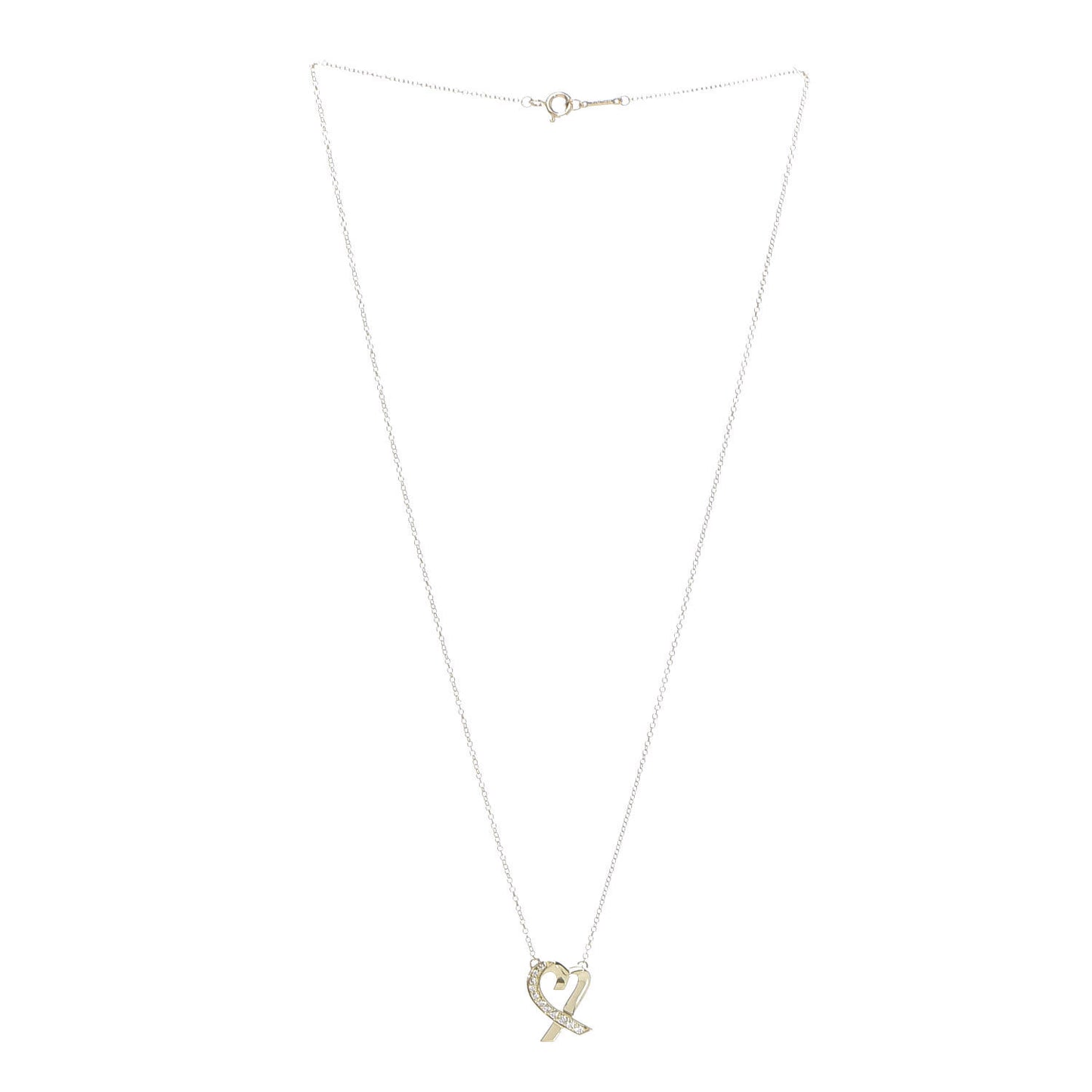 18K Yellow Gold Diamond Small Paloma Picasso Loving Heart Pendant Necklace