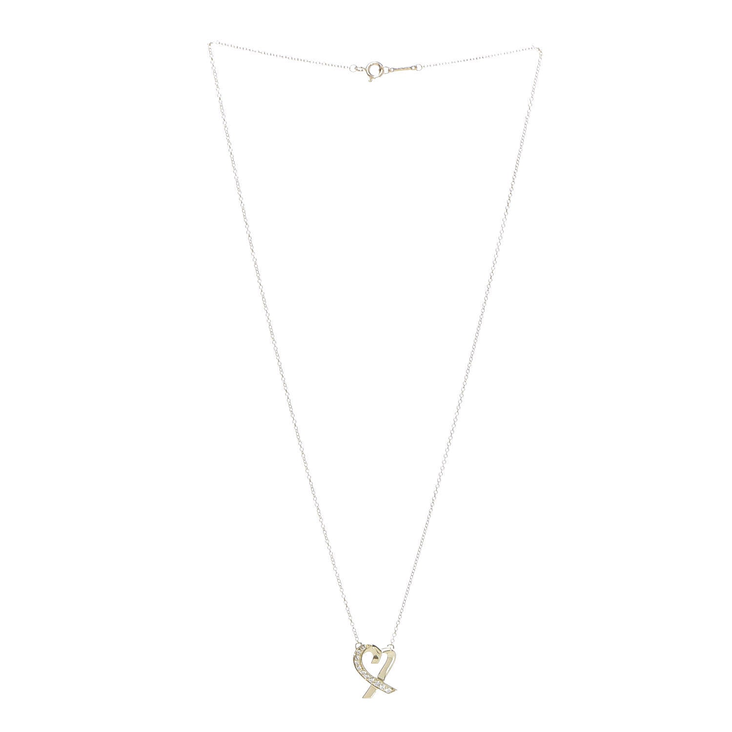 Tiffany 18K Yellow Gold Diamond Small Paloma Picasso Loving Heart Pendant Necklace 3 of 6
