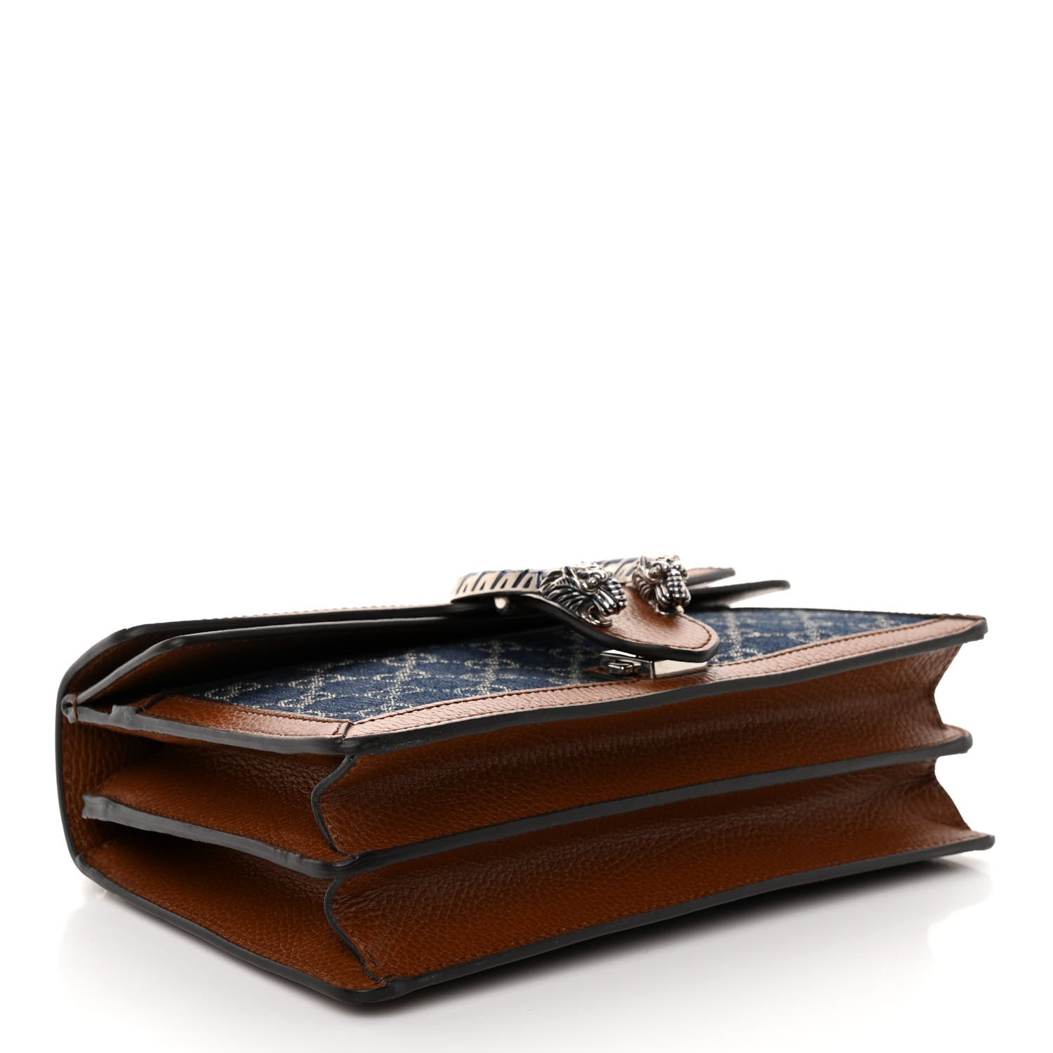 Gucci New Denim GG Monogram Dollar Calfskin Enamel Small Dionysus Shoulder Bag Blue Tea Cuir Epilog Electric Blue 3 of 8
