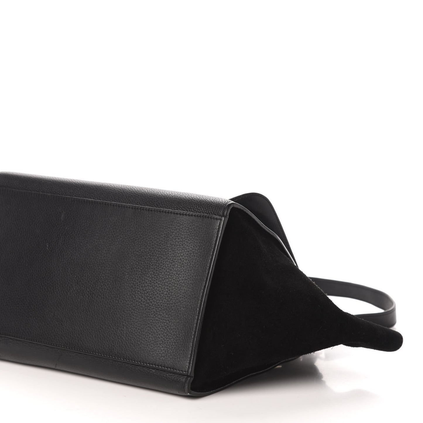 Drummed Calfskin Suede Small Trapeze Black