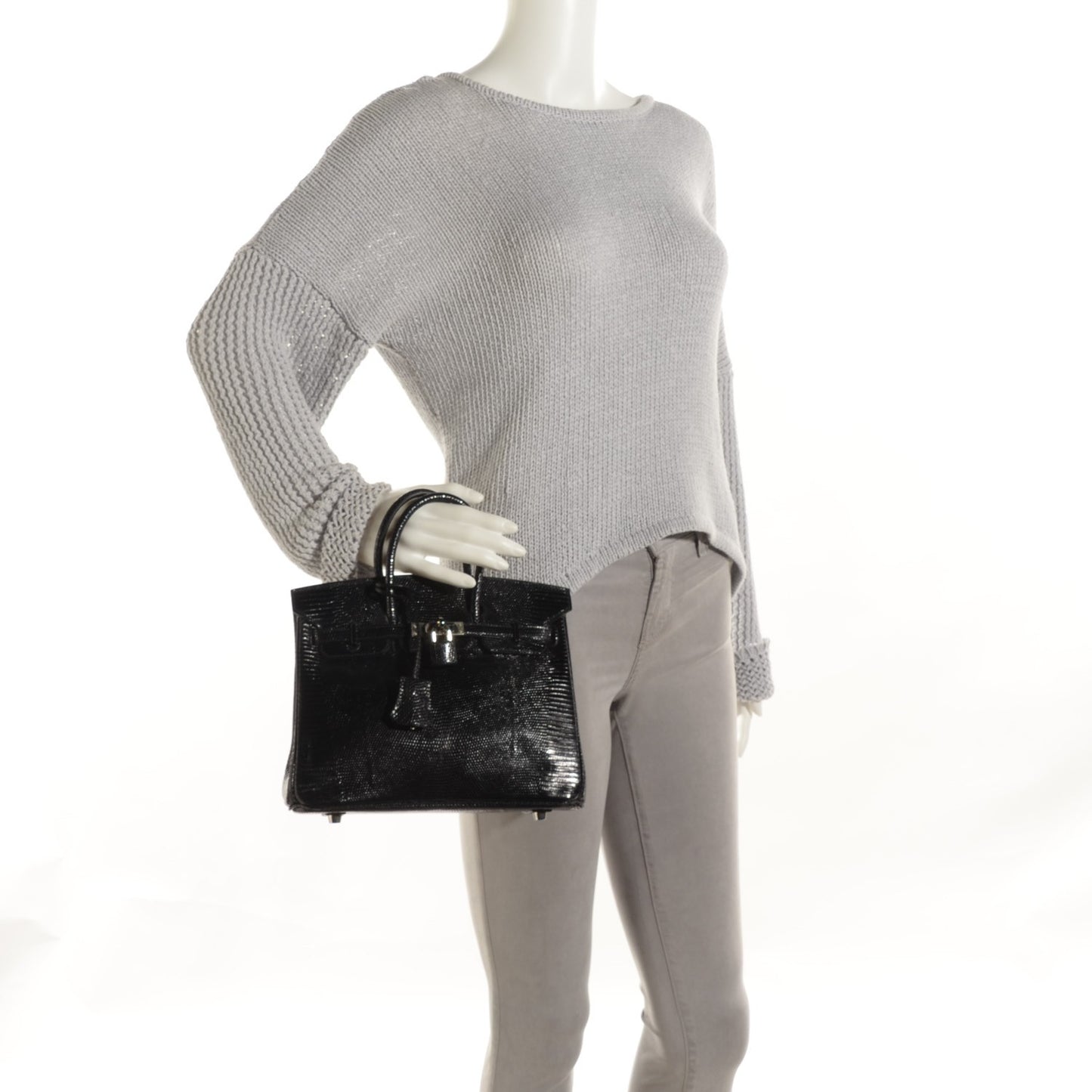 Shiny Lizard Birkin 25 Black