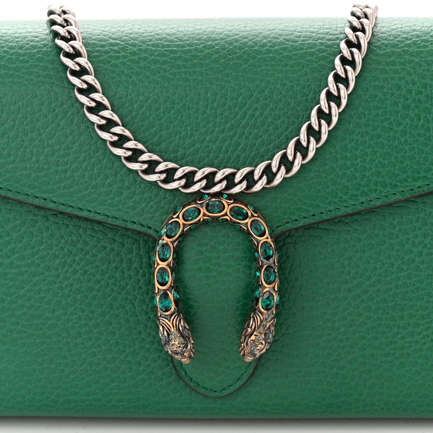 Gucci Calfskin Mini Dionysus Chain Wallet Emerald 9 of 12
