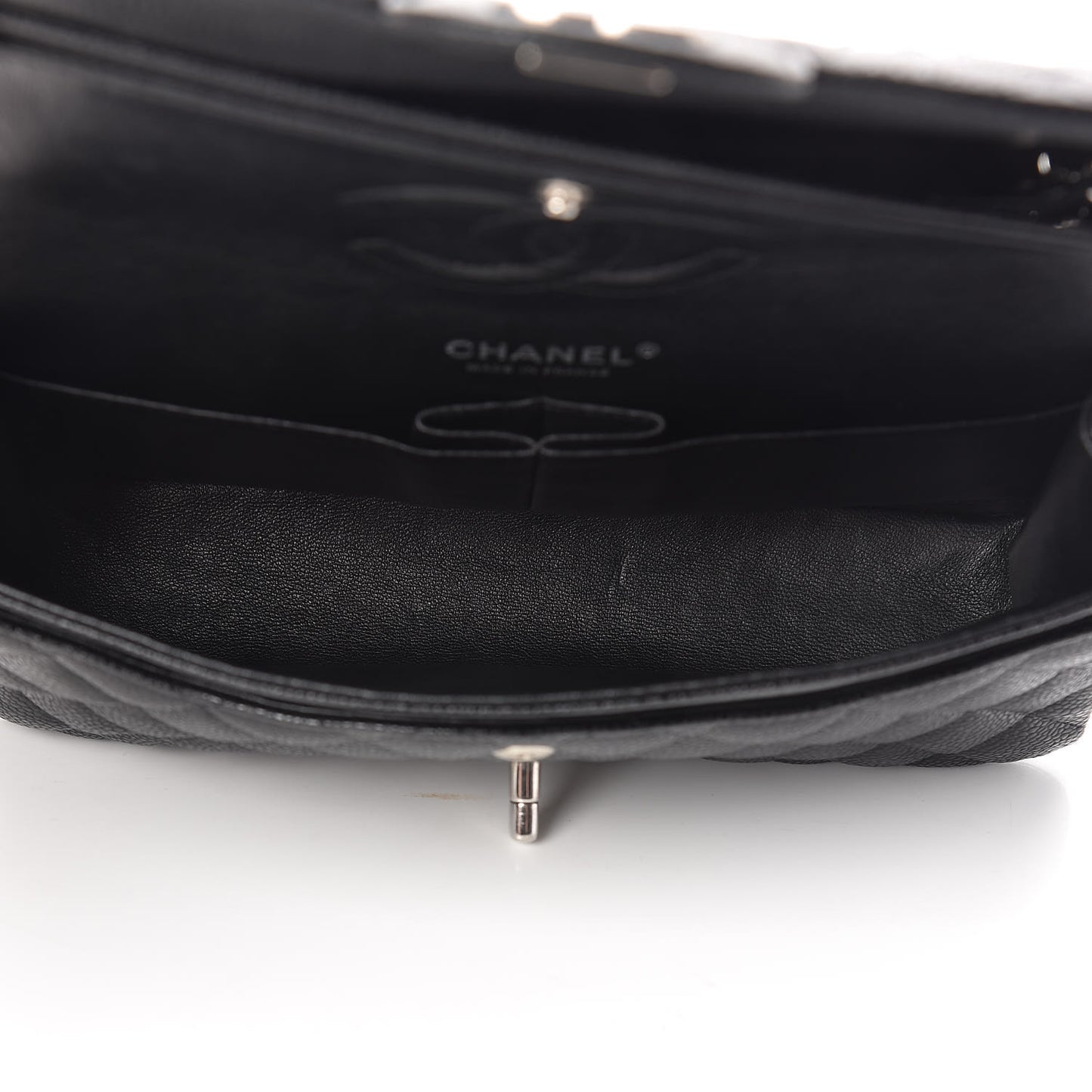 Caviar Quilted Medium Double Flap Black