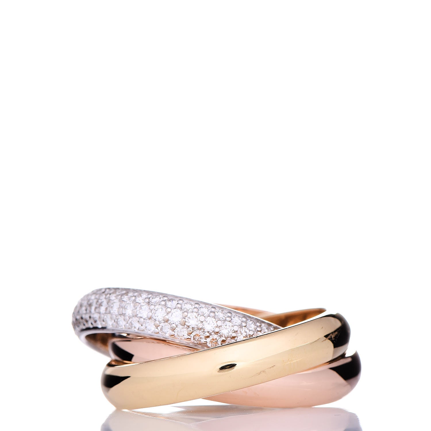 Cartier 18K White Yellow Pink Gold Diamond Classic Trinity Paved Ring 49 4.75 3 of 6
