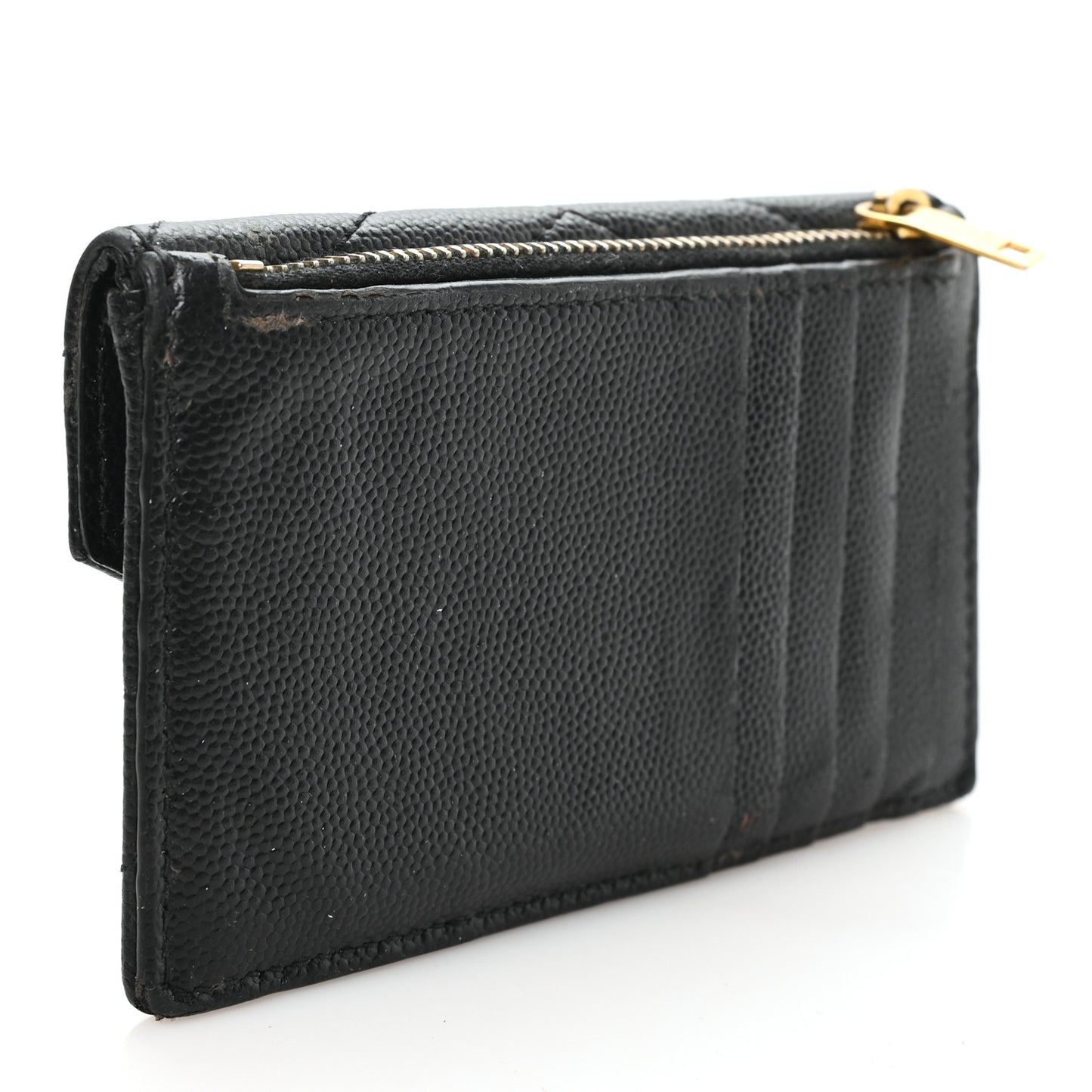 Grain De Poudre Matelasse Chevron Monogram Compact Wallet Black
