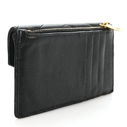 Saint Laurent Grain De Poudre Matelasse Chevron Monogram Compact Wallet Black 4 of 8