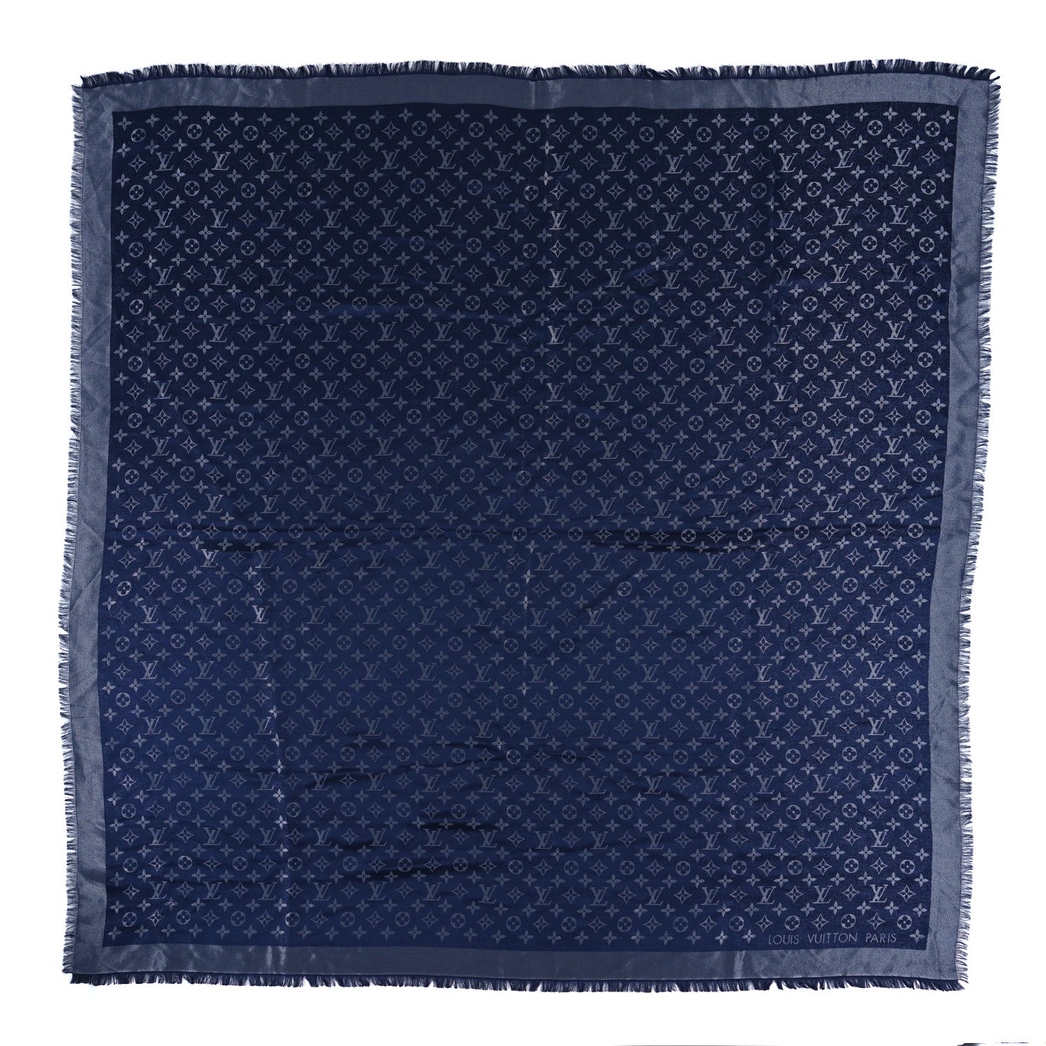 Louis Vuitton Wool Silk Monogram Denim Shawl Bleu Nuit 1 of 4
