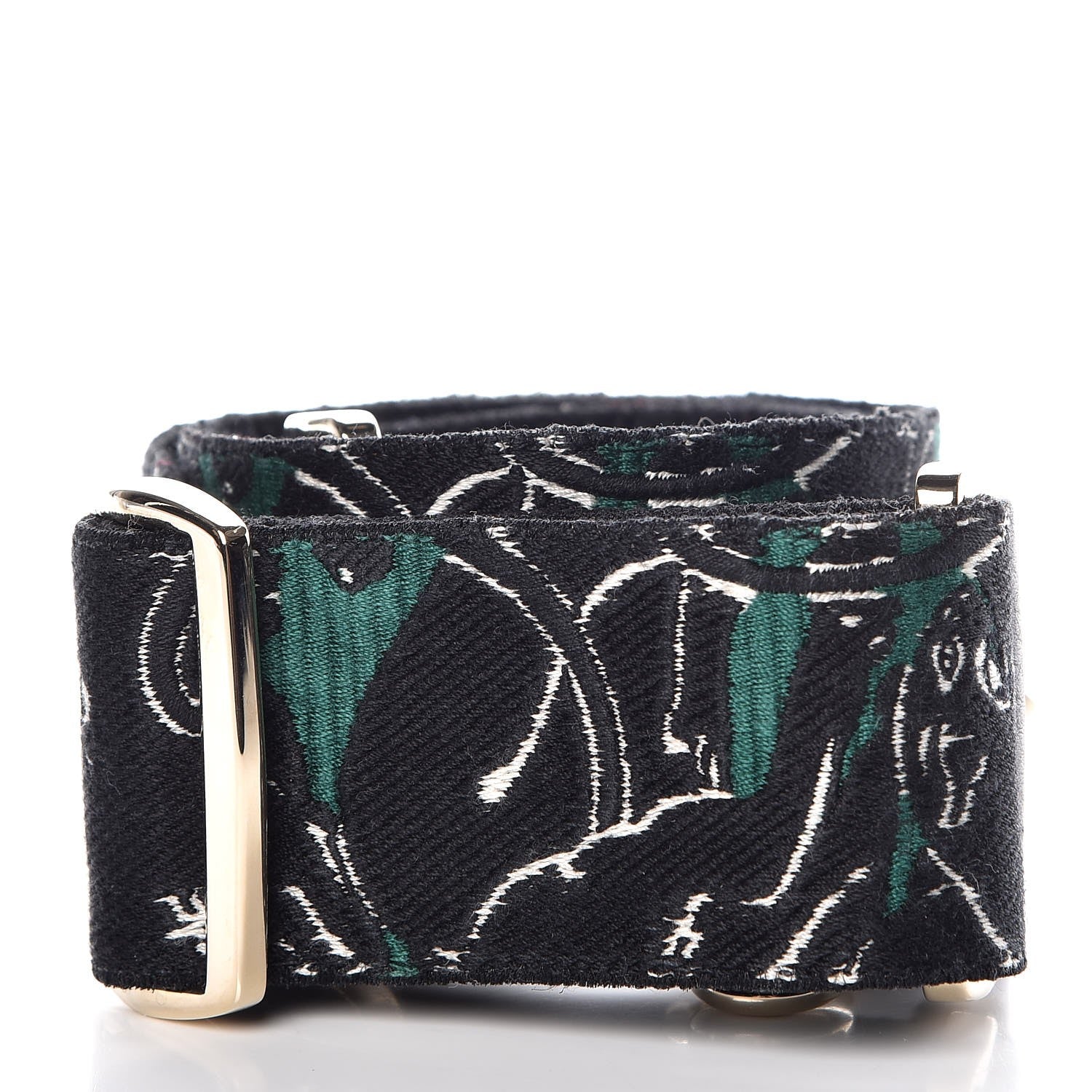 Valentino Garavani Canvas Camupanther Embroidered Rockstud Guitar Strap Green 2 of 3