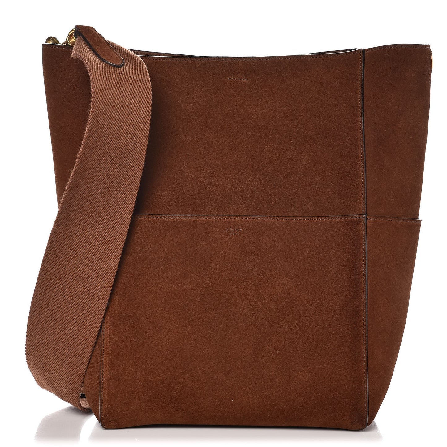 Suede Calfskin Sangle Bucket Bag Chestnut