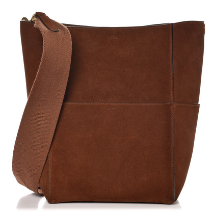 Celine Suede Calfskin Sangle Bucket Bag Chestnut 1 of 7