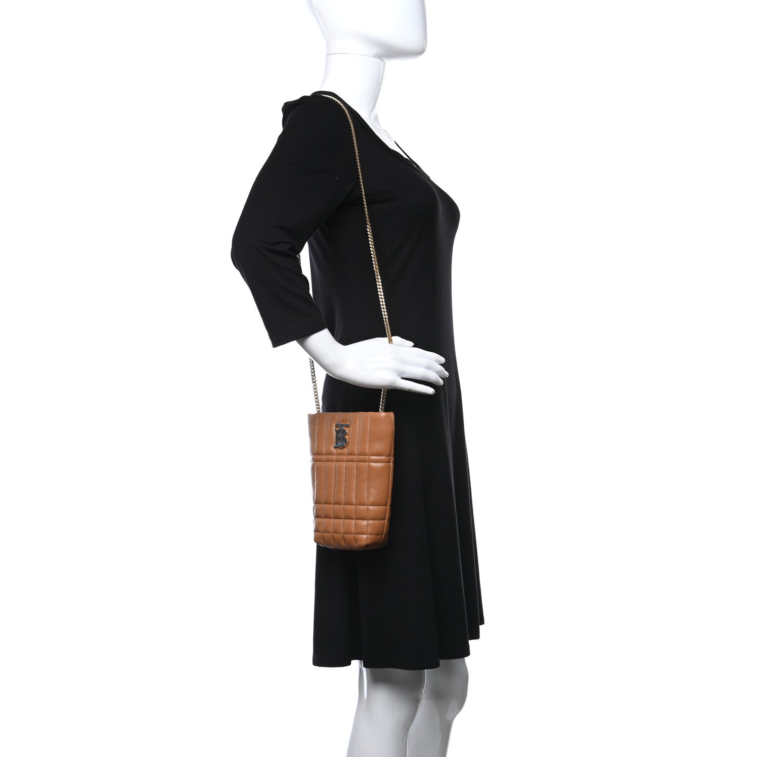 Burberry Lambskin Quilted Micro Lola Bucket Bag Maple Brown 2 of 9