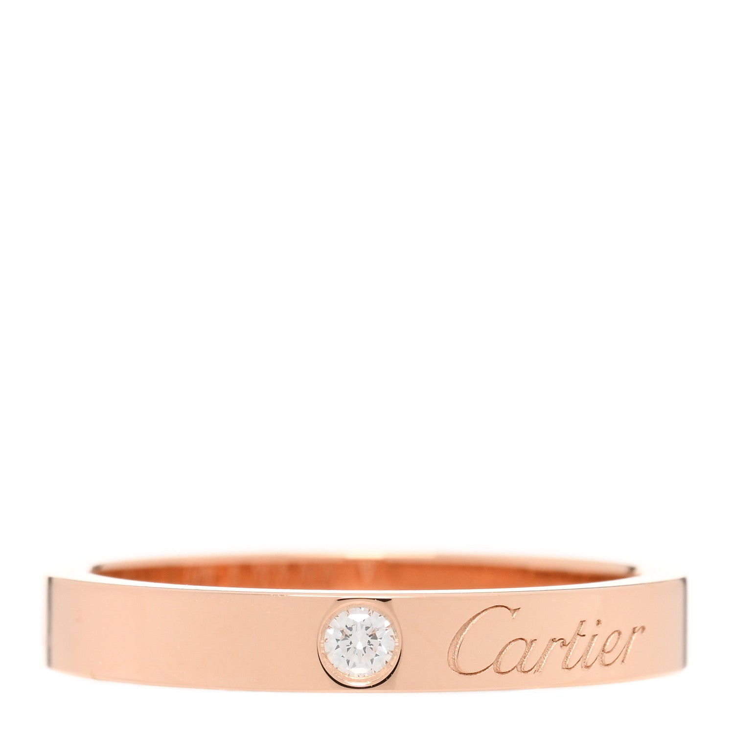 Cartier 18K Pink Gold Diamond 3mm C De Cartier Wedding Band Ring 54 6.75 1 of 5