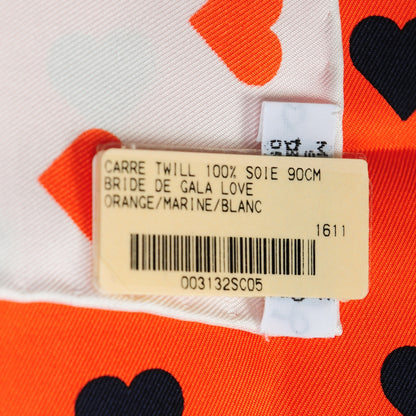 Hermes Silk Brides De Gala Love Scarf 90 Orange Marine Blanc 5 of 5