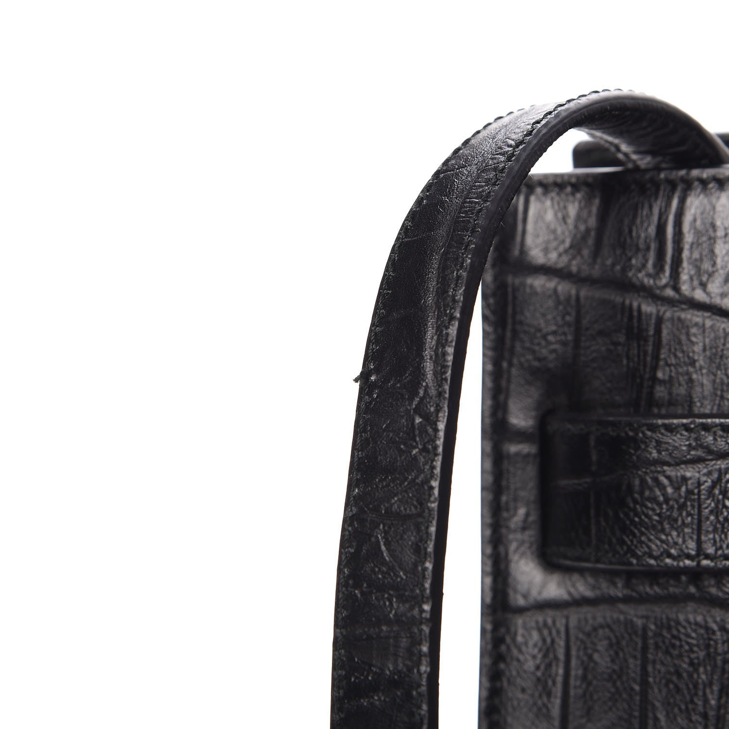 Saint Laurent Calfskin Crocodile Embossed Small Sac de Jour Black 8 of 11
