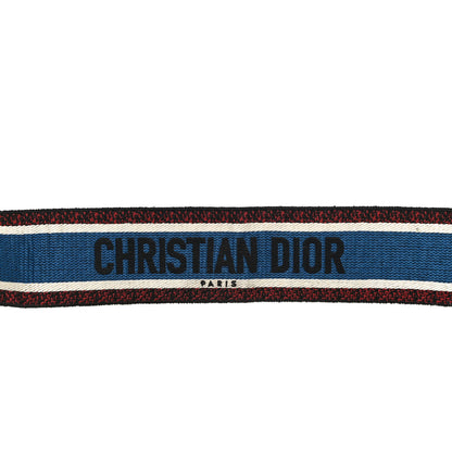 Christian Dior Canvas Embroidered Book Shoulder Strap Blue Multicolor 5 of 13