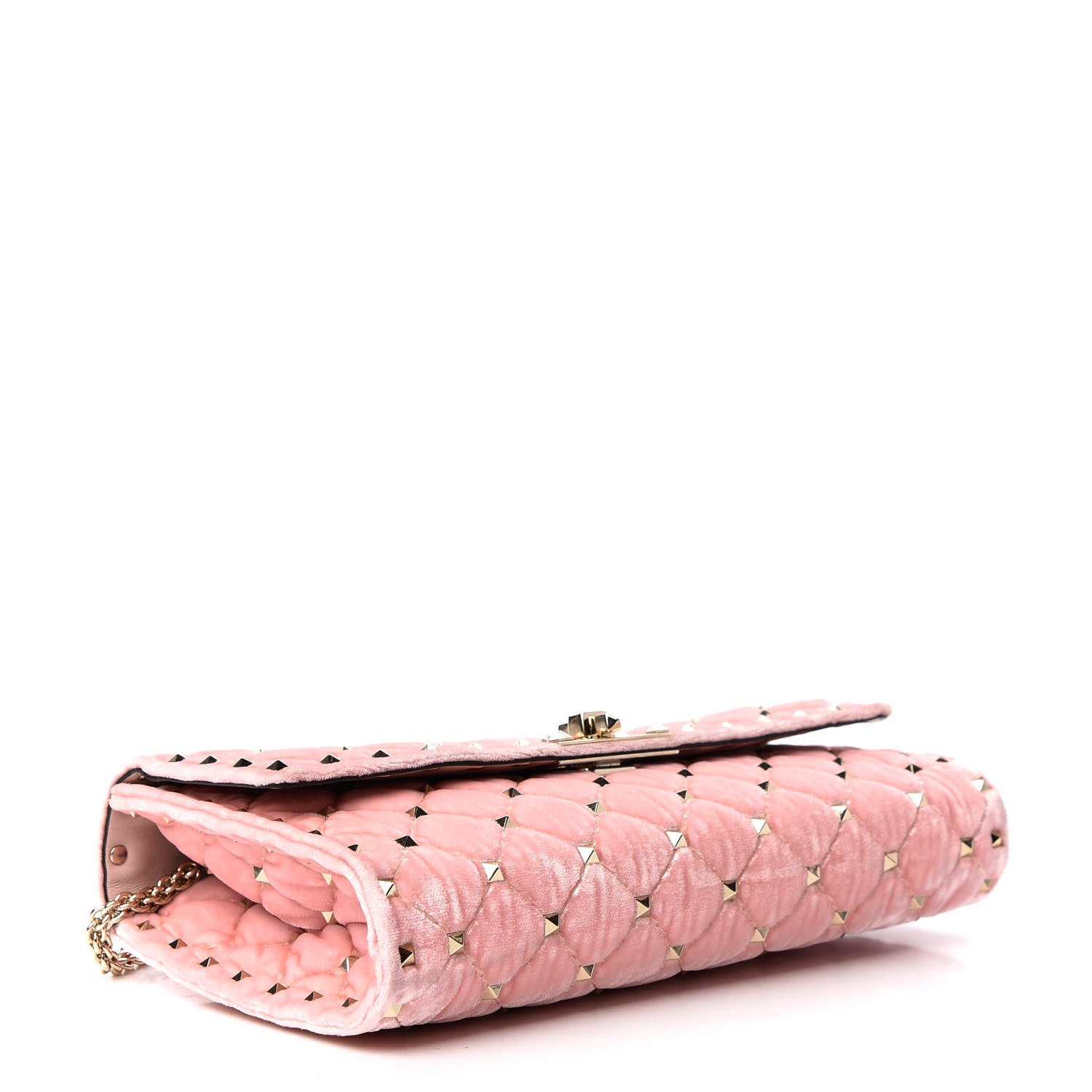 Valentino Garavani Velvet Rockstud Spike Wallet on Chain Water Rose 4 of 8