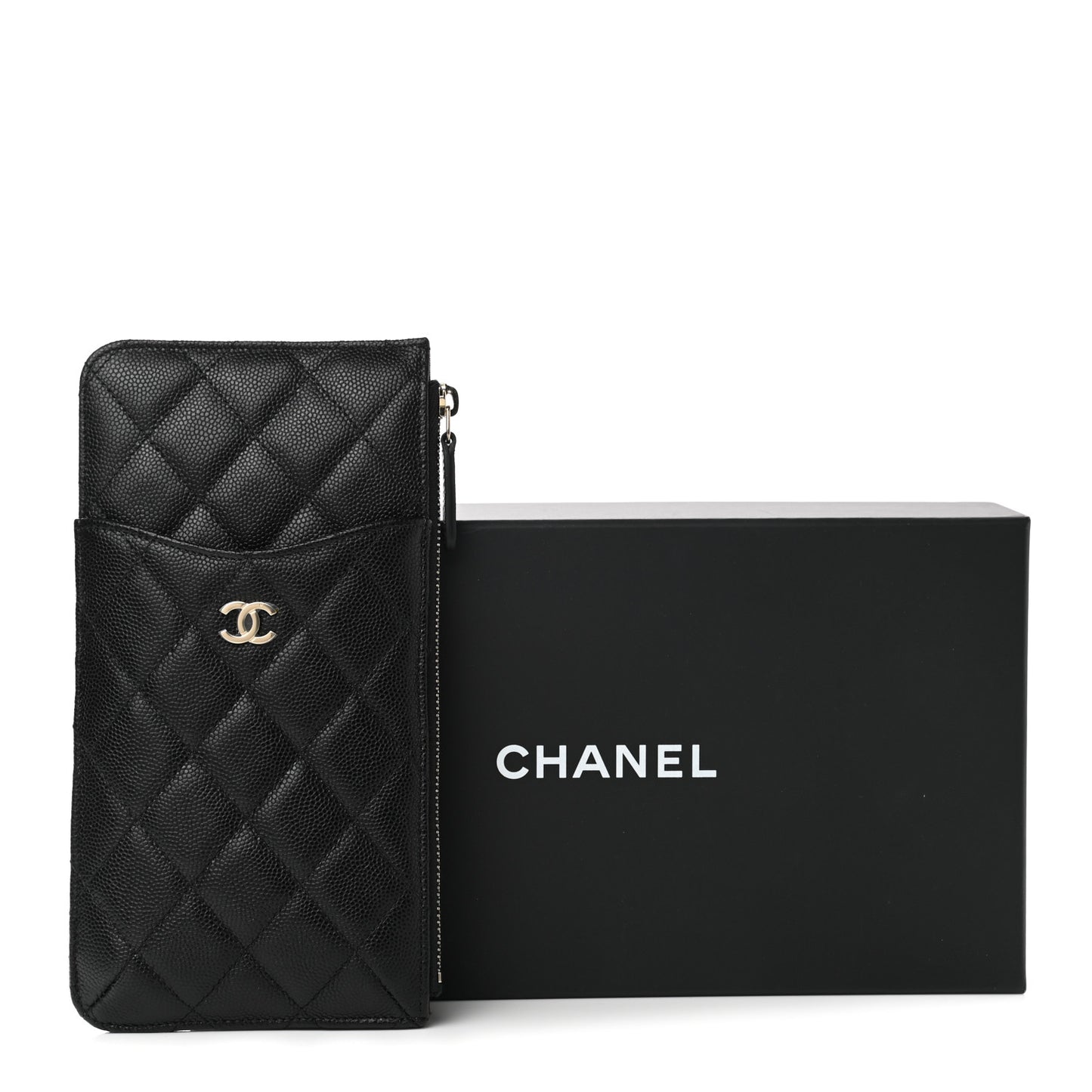 Caviar Quilted Classic iPhone Pouch Black