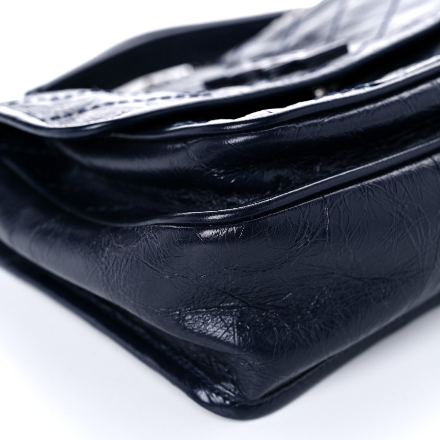 Crinkled Calfskin Matelasse Monogram Baby Niki Chain Satchel Navy