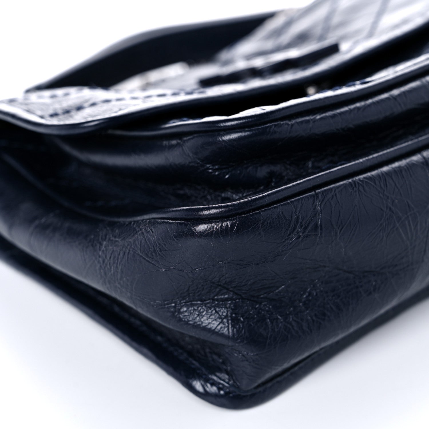 Saint Laurent Crinkled Calfskin Matelasse Monogram Baby Niki Chain Satchel Navy 9 of 13