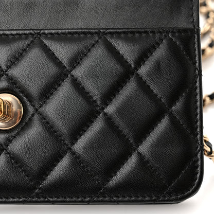 Chanel Lambskin Quilted Trendy CC Wallet On Chain WOC Black 13 of 14