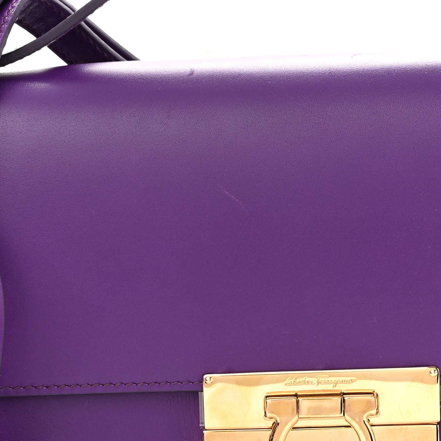 Salvatore Ferragamo Smooth Calfskin Aileen Gancio Lock Shoulder Bag Purple 10 of 10